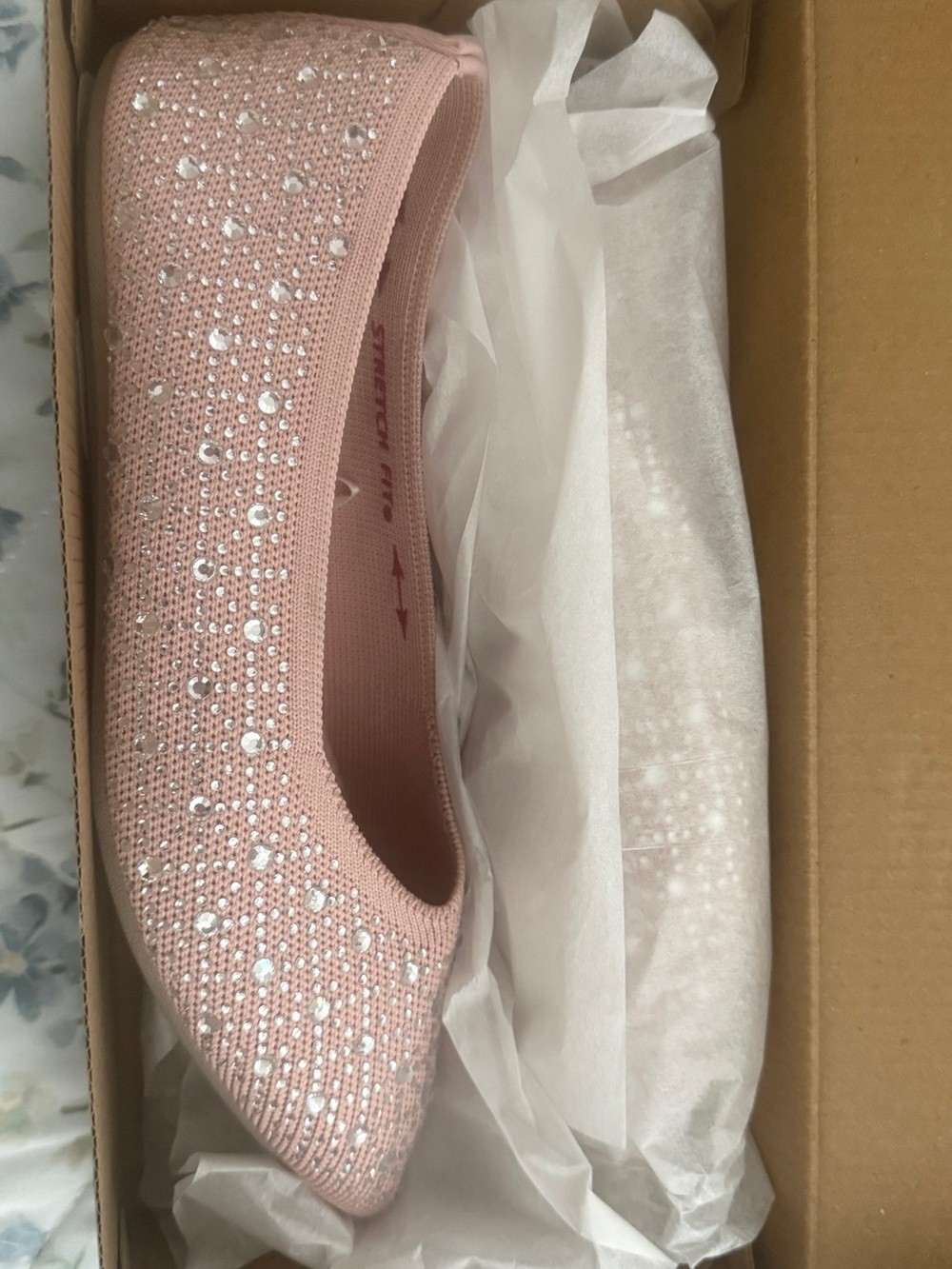 Skechers Pink Cleo Rhinestone Flats